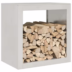 vidaXL Firewood Rack Fireplace Log Store Firewood Log Rack Log Holder Steel - light grey, 60 x 40 x 60 cm - Additional view 2