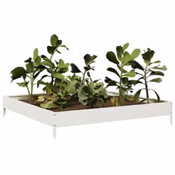 vidaXL Garden Raised Bed Outdoor Planter Pot Patio Flower Box White Steel