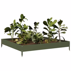 vidaXL Garden Raised Bed Outdoor Planter Pot Flower Box Olive green Steel - Additional view 2