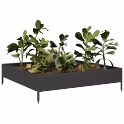 vidaXL Garden Raised Bed Outdoor Planter Pot Patio Flower Box Black Steel