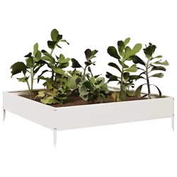 vidaXL Garden Raised Bed Outdoor Planter Pot Patio Flower Box White Steel