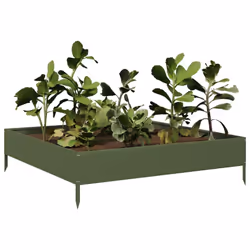 vidaXL Garden Raised Bed Outdoor Planter Pot Flower Box Olive green Steel - Additional view 2