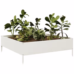 vidaXL Garden Raised Bed Outdoor Planter Pot Patio Flower Box White Steel