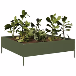vidaXL Garden Raised Bed Outdoor Planter Pot Flower Box Olive green Steel - Additional view 2