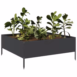 vidaXL Garden Raised Bed Outdoor Planter Pot Patio Flower Box Black Steel
