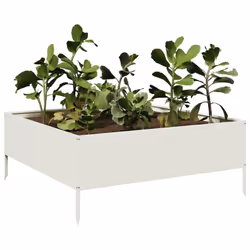vidaXL Garden Raised Bed Outdoor Planter Pot Patio Flower Box White Steel