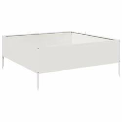 vidaXL Garden Raised Bed Outdoor Planter Pot Patio Flower Box White Steel - Additional view 5