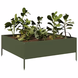 vidaXL Garden Raised Bed Outdoor Planter Pot Flower Box Olive green Steel - Additional view 2