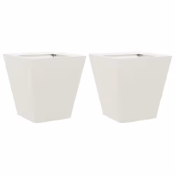 vidaXL Garden Planters Outdoor Flower Pot Patio Raised Bed Planter Box Steel - white, 30 x 30 x 30 cm/ 2 pcs