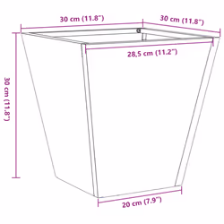 vidaXL Garden Planters Outdoor Flower Pot Patio Raised Bed Planter Box Steel - olive green, 30 x 30 x 30 cm/ 1 pcs - Additional view 3