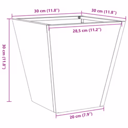 vidaXL Garden Planters Outdoor Flower Pot Patio Raised Bed Planter Box Steel - light grey, 30 x 30 x 30 cm/ 1 pcs - Additional view 3