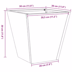 vidaXL Garden Planters Outdoor Flower Pot Patio Raised Bed Planter Box Steel - grey, 30 x 30 x 30 cm/ 1 pcs - Additional view 3