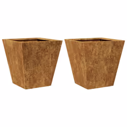 vidaXL Garden Planters Outdoor Flower Pot Patio Raised Bed Planter Box Steel - brown, 30 x 30 x 30 cm/ 2 pcs
