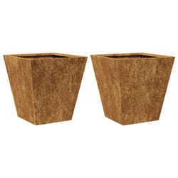 vidaXL Garden Planters Outdoor Flower Pot Patio Raised Bed Planter Box Steel - brown, 30 x 30 x 30 cm/ 2 pcs