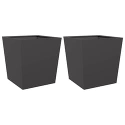 vidaXL Garden Planters Outdoor Flower Pot Patio Raised Bed Planter Box Steel - black, 50 x 50 x 50 cm/ 2 pcs