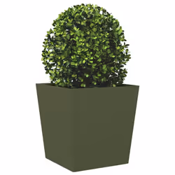 vidaXL Garden Planters Outdoor Flower Pot Patio Raised Bed Planter Box Steel - olive green, 50 x 50 x 50 cm/ 1 pcs - Additional view 2
