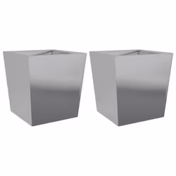 vidaXL Garden Planters Outdoor Flower Pot Patio Raised Bed Planter Box Steel - grey, 50 x 50 x 50 cm/ 2 pcs