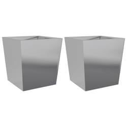 vidaXL Garden Planters Outdoor Flower Pot Patio Raised Bed Planter Box Steel - grey, 50 x 50 x 50 cm/ 2 pcs