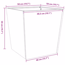 vidaXL Garden Planters Outdoor Flower Pot Patio Raised Bed Planter Box Steel - brown, 50 x 50 x 50 cm/ 2 pcs - Additional view 3