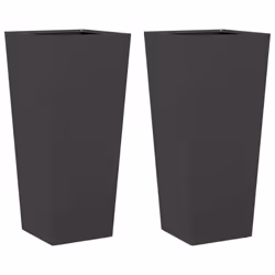 vidaXL Garden Planters Outdoor Flower Pot Patio Raised Bed Planter Box Steel - black, 35 x 35 x 75 cm/ 2 pcs