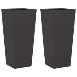 vidaXL Garden Planters Outdoor Flower Pot Patio Raised Bed Planter Box Steel - black, 35 x 35 x 75 cm/ 2 pcs