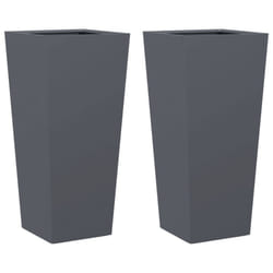 vidaXL Garden Planters Outdoor Flower Pot Patio Raised Bed Planter Box Steel - anthracite, 35 x 35 x 75 cm/ 2 pcs