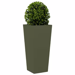 vidaXL Garden Planters Outdoor Flower Pot Patio Raised Bed Planter Box Steel - olive green, 35 x 35 x 75 cm/ 1 pcs - Additional view 2
