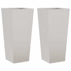 vidaXL Garden Planters Outdoor Flower Pot Patio Raised Bed Planter Box Steel - light grey, 35 x 35 x 75 cm/ 2 pcs