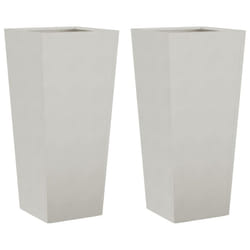 vidaXL Garden Planters Outdoor Flower Pot Patio Raised Bed Planter Box Steel - light grey, 35 x 35 x 75 cm/ 2 pcs