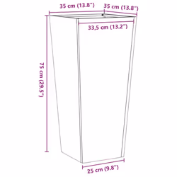 vidaXL Garden Planters Outdoor Flower Pot Patio Raised Bed Planter Box Steel - grey, 35 x 35 x 75 cm/ 1 pcs
