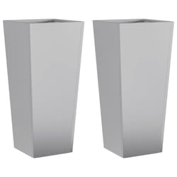 vidaXL Garden Planters Outdoor Flower Pot Patio Raised Bed Planter Box Steel - grey, 35 x 35 x 75 cm/ 2 pcs