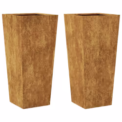 vidaXL Garden Planters Outdoor Flower Pot Patio Raised Bed Planter Box Steel - brown, 35 x 35 x 75 cm/ 2 pcs