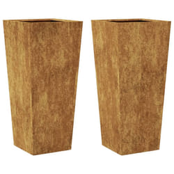 vidaXL Garden Planters Outdoor Flower Pot Patio Raised Bed Planter Box Steel - brown, 35 x 35 x 75 cm/ 2 pcs
