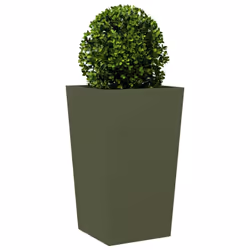 vidaXL Garden Planters Outdoor Flower Pot Patio Raised Bed Planter Box Steel - olive green, 45 x 45 x 75 cm/ 1 pcs - Additional view 2