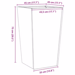 vidaXL Garden Planters Outdoor Flower Pot Patio Raised Bed Planter Box Steel - light grey, 45 x 45 x 75 cm/ 1 pcs - Additional view 3