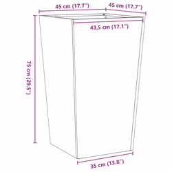 vidaXL Garden Planters Outdoor Flower Pot Patio Raised Bed Planter Box Steel - grey, 45 x 45 x 75 cm/ 1 pcs - Additional view 3