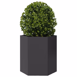 vidaXL Garden Planter Outdoor Flower Pot Patio Planter Pot Black Hexagon Steel