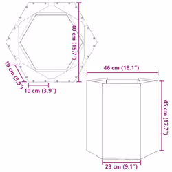 vidaXL Garden Planter Outdoor Flower Pot Patio Planter Pot Black Hexagon Steel - Additional view 9