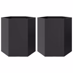 vidaXL Garden Planter Outdoor Flower Pot Planter Pot 2 pcs Black Hexagon Steel