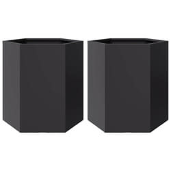 vidaXL Garden Planter Outdoor Flower Pot Planter Pot 2 pcs Black Hexagon Steel