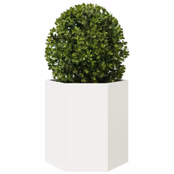vidaXL Garden Planter Outdoor Flower Pot Patio Planter Pot White Hexagon Steel