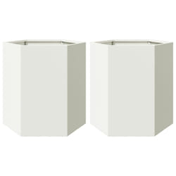 vidaXL Garden Planter Outdoor Flower Pot Planter Pot 2 pcs White Hexagon Steel
