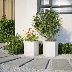 vidaXL Garden Planter Outdoor Flower Pot Planter Pot 2 pcs White Hexagon Steel