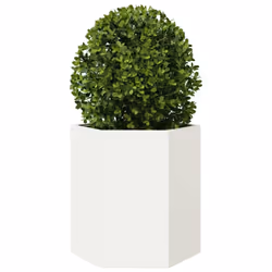vidaXL Garden Planter Outdoor Flower Pot Planter Pot 2 pcs White Hexagon Steel - Additional view 4