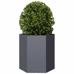 vidaXL Garden Planter Outdoor Flower Pot Planter Pot Anthracite Hexagon Steel