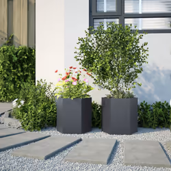 vidaXL Garden Planter Flower Pot Planter Pot 2 pcs Anthracite Hexagon Steel