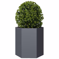 vidaXL Garden Planter Flower Pot Planter Pot 2 pcs Anthracite Hexagon Steel - Additional view 4