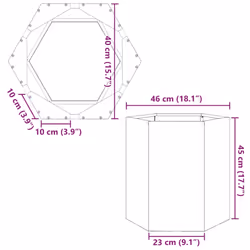 vidaXL Garden Planter Outdoor Flower Pot Planter Pot Hexagon Stainless Steel