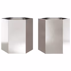 vidaXL Garden Planter Flower Pot Planter Pot 2 pcs Hexagon Stainless Steel