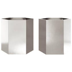 vidaXL Garden Planter Flower Pot Planter Pot 2 pcs Hexagon Stainless Steel